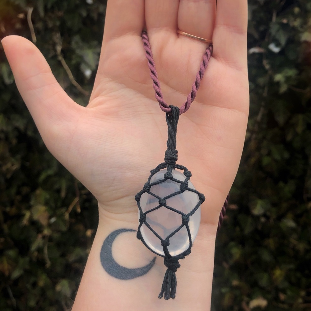 Clear Quartz Macrame Necklace